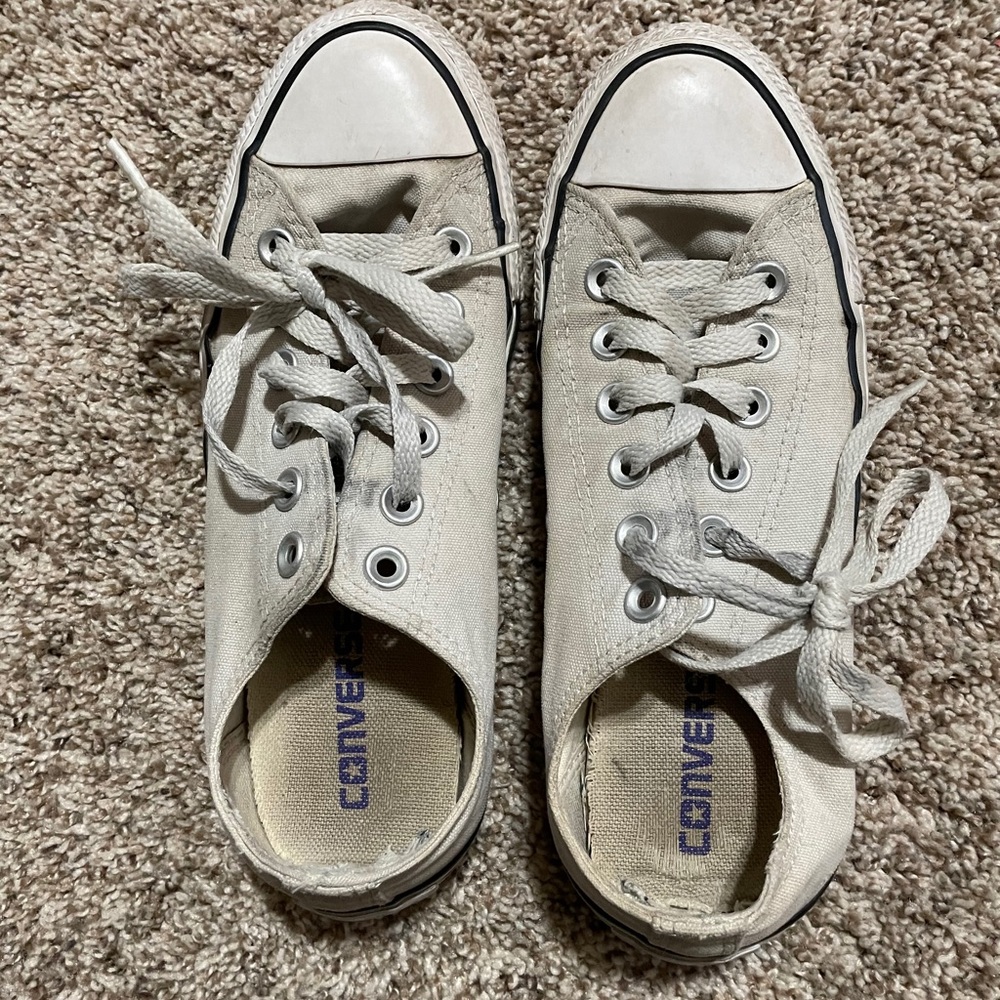 Cream colored Converse All Stars